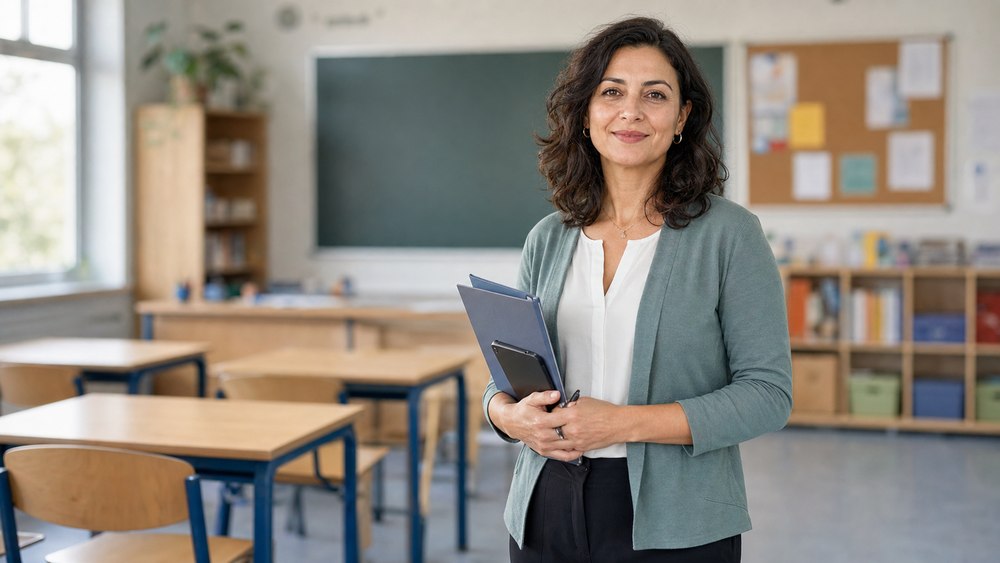 Lehrerin im Klassenzimmer – Versicherungen für Beamte und den öffentlichen Dienst: Dienstunfähigkeit, Beihilfe, Diensthaftpflicht